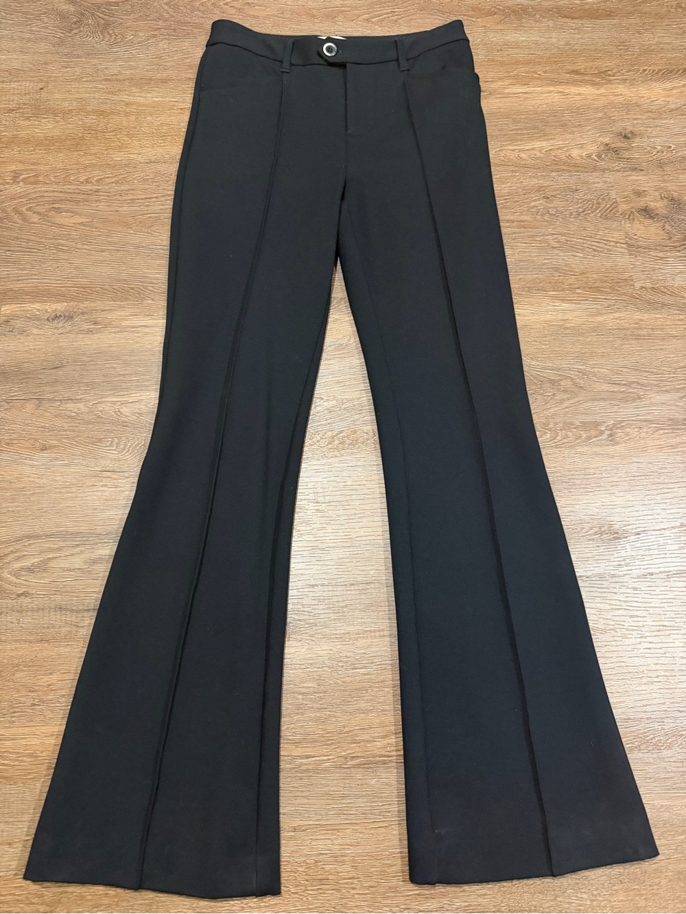 Anthropologie Essential Trouser Flare Black Pants Size 2 Long 32” Inseam - Picture 3 of 11